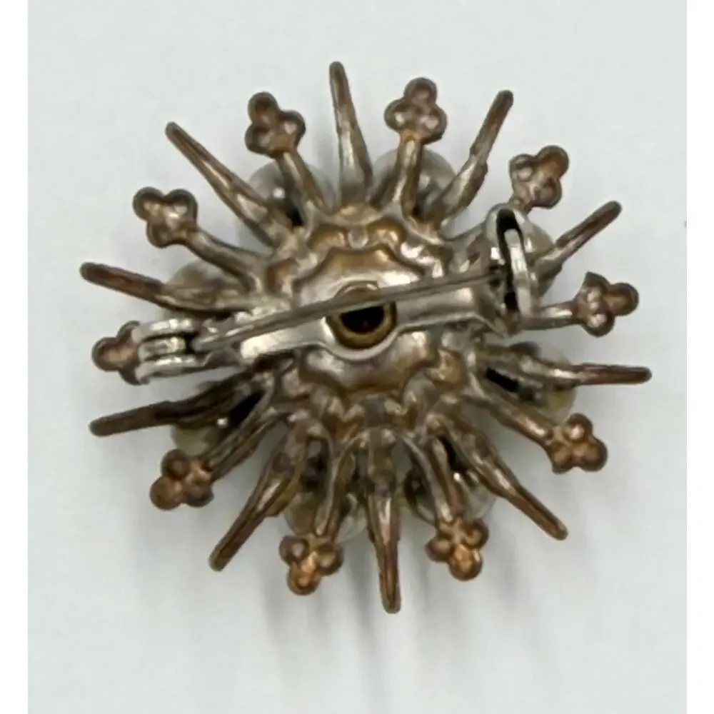 Vintage Rhinestone Sputnik Starburst Snowflake Brooch Pin 1950's